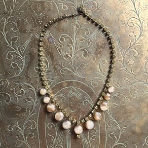 1950’s vintage yellow taupe rhinestone necklace